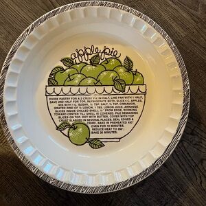 Vintage Apple Pie Recipe Ceramic Pie Plate